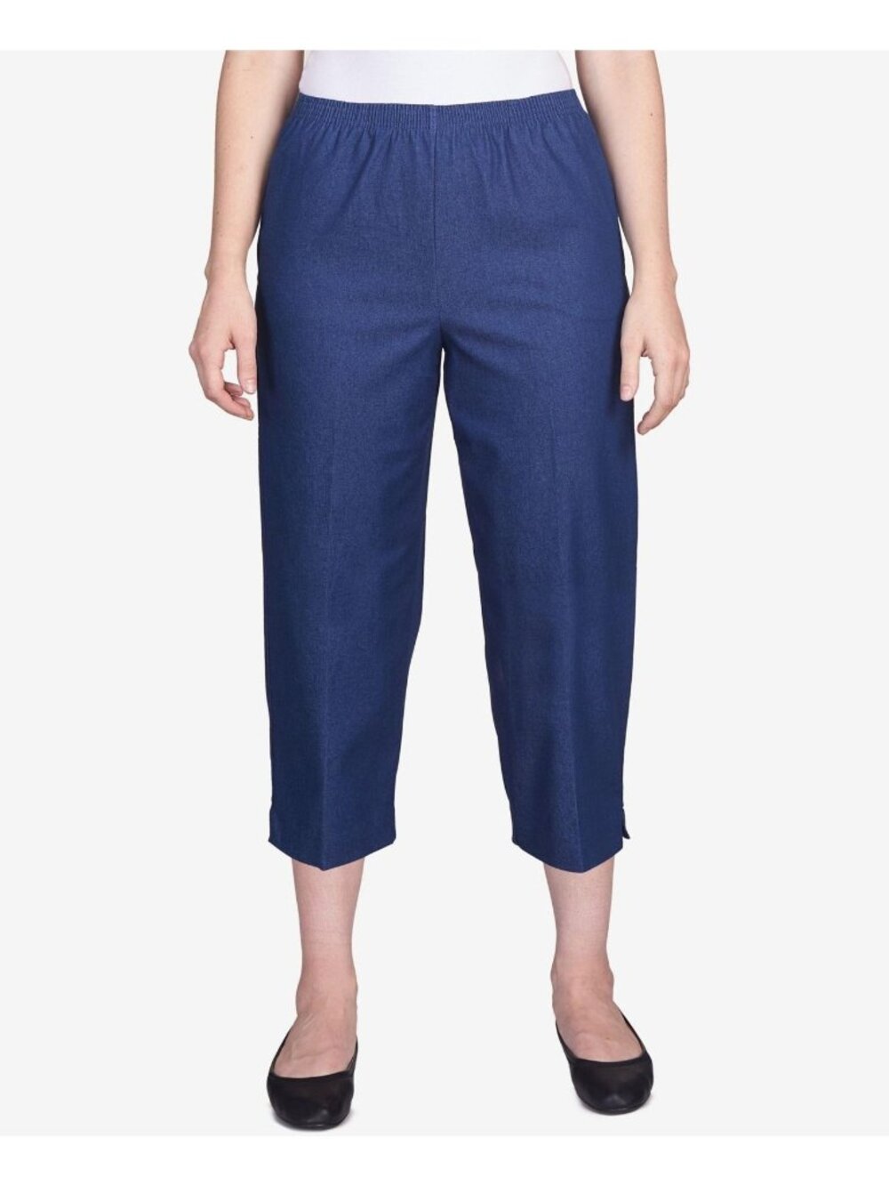 Alfred Dunner Capri Pants Womens Petite Size 12P Blue Jean Denim Pull On Stretch